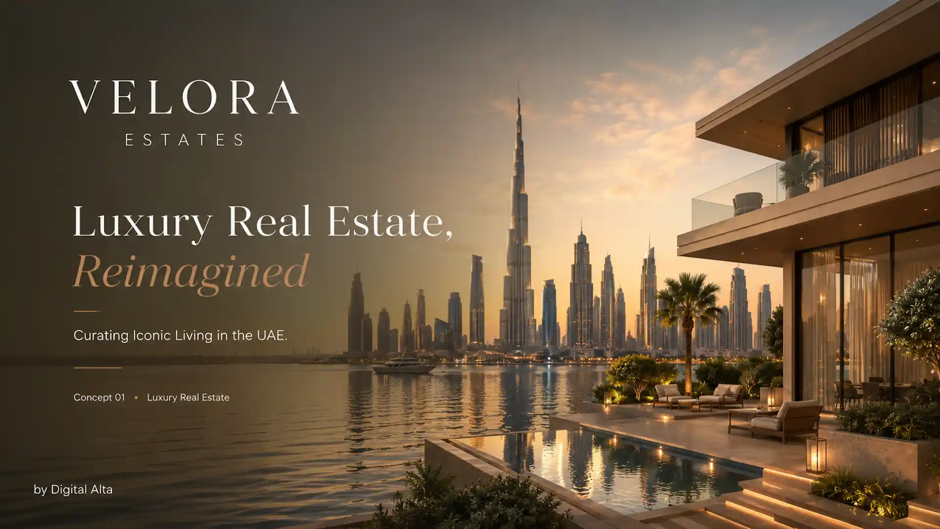 Velora Estates: Luxury Real Estate, Reimagined concept direction